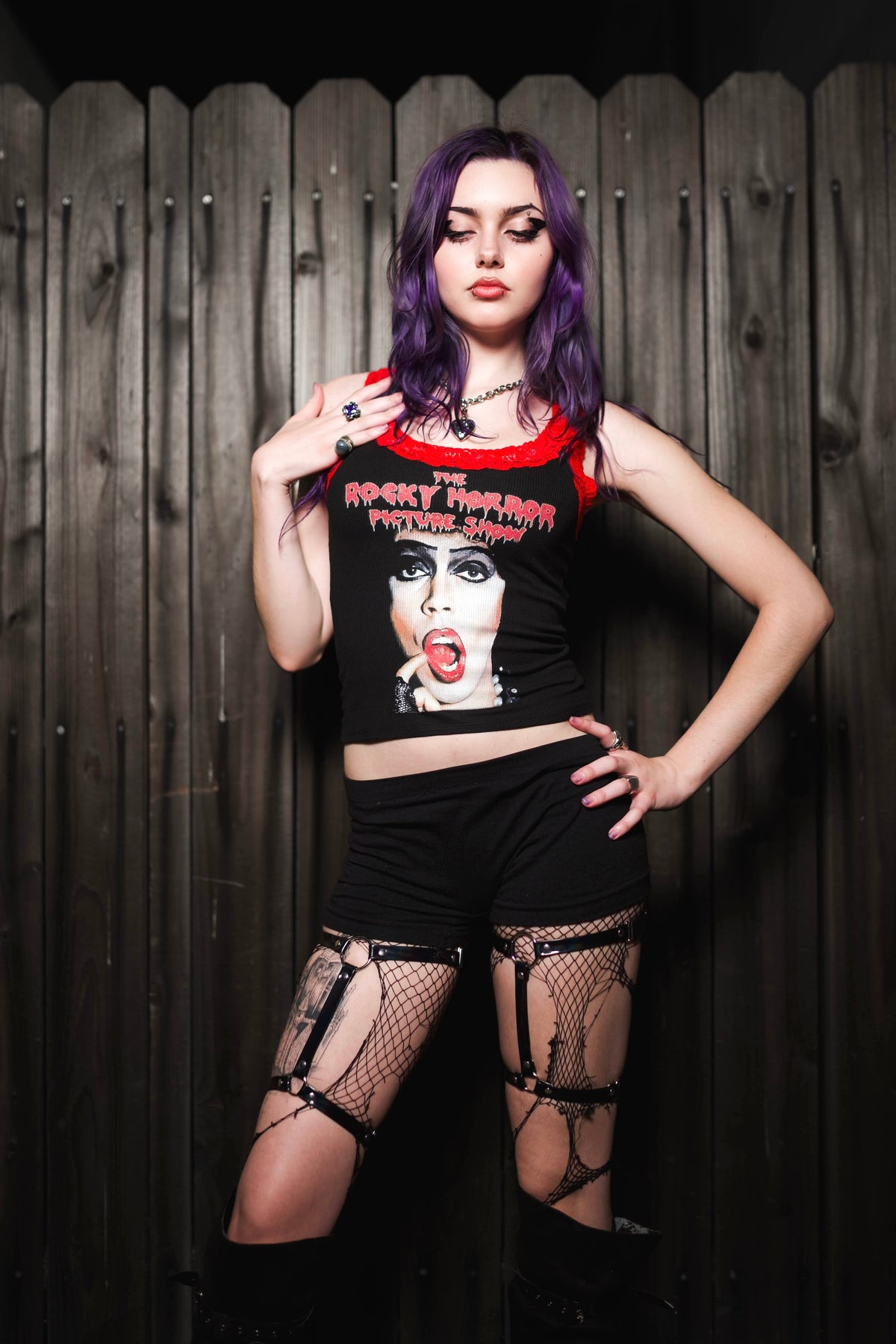 Rocky Horror Red Lace Ribbed Tank