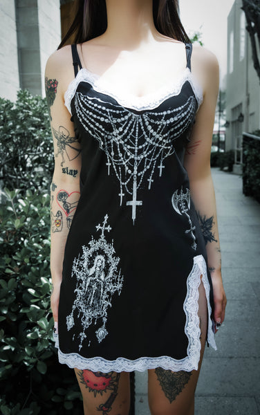 Forbidden Rosary Slip Mini Slip Dress
