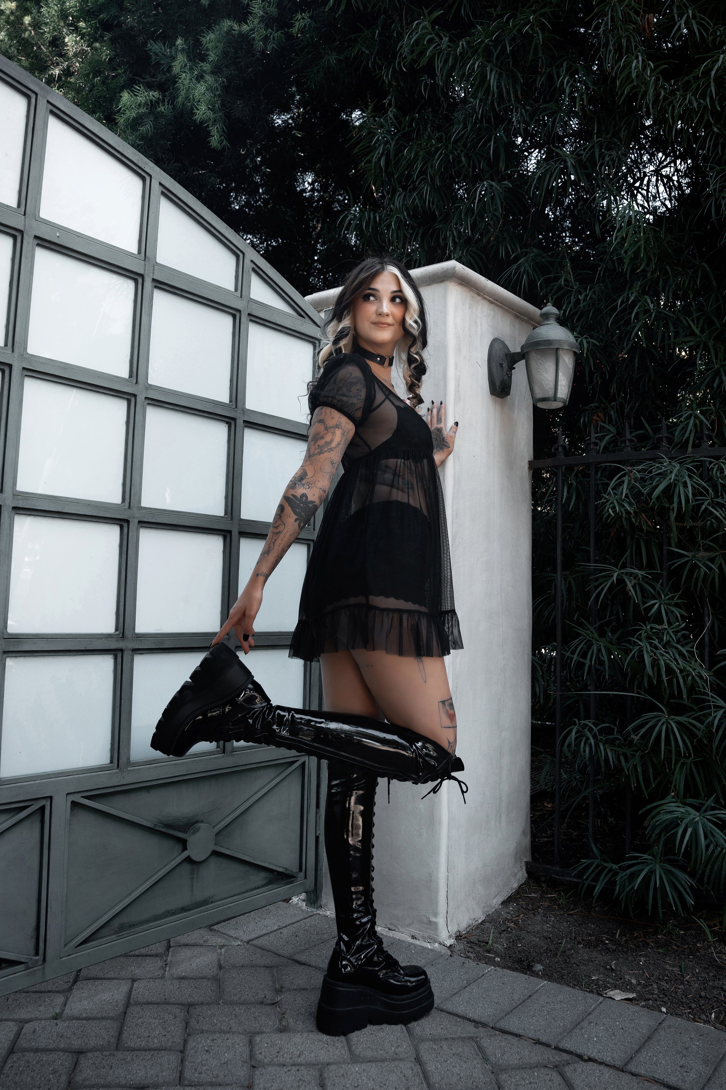 Midnight Mesh Babydoll Dress (PREORDER)