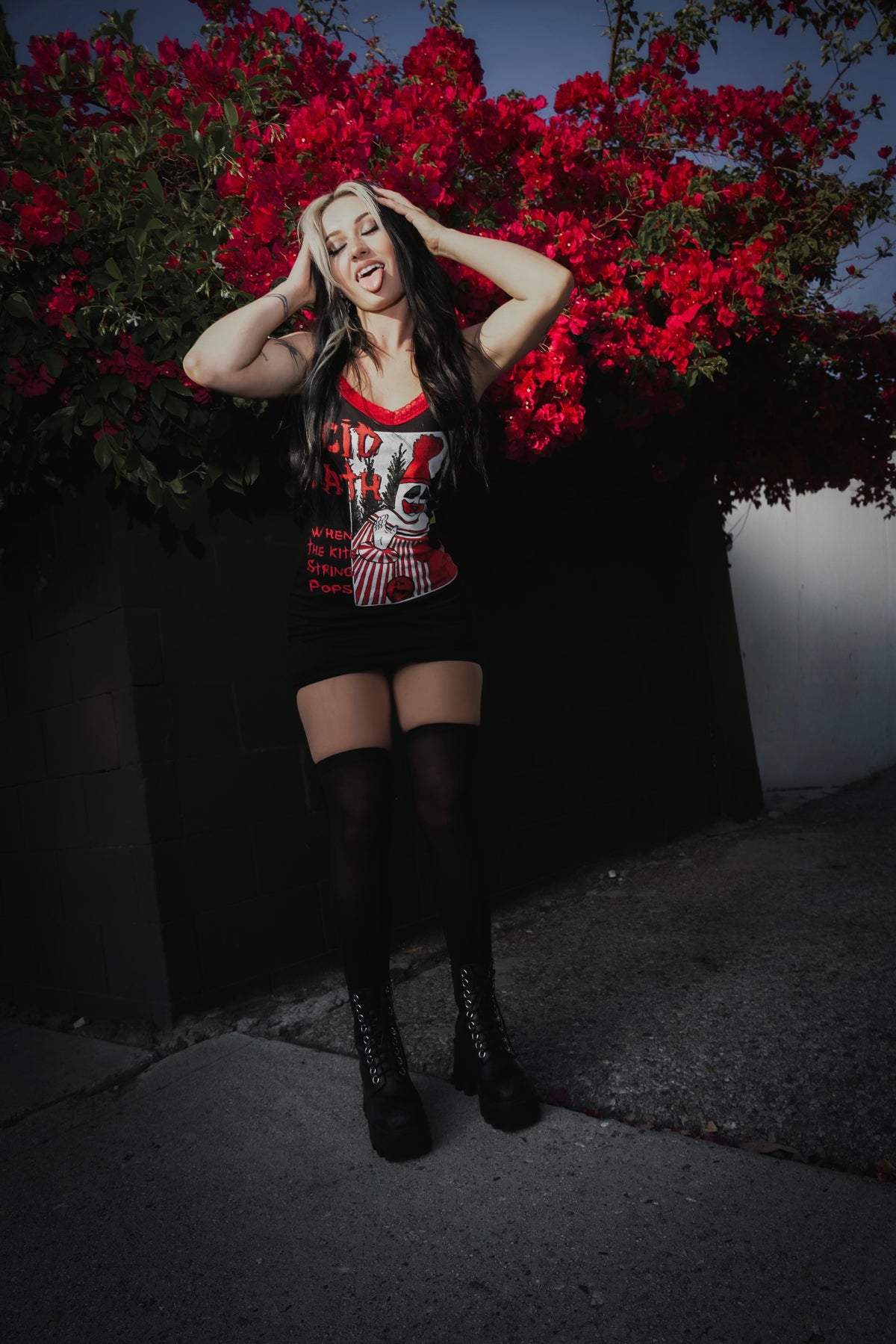 ACID BATH Red Lace Strap Dress