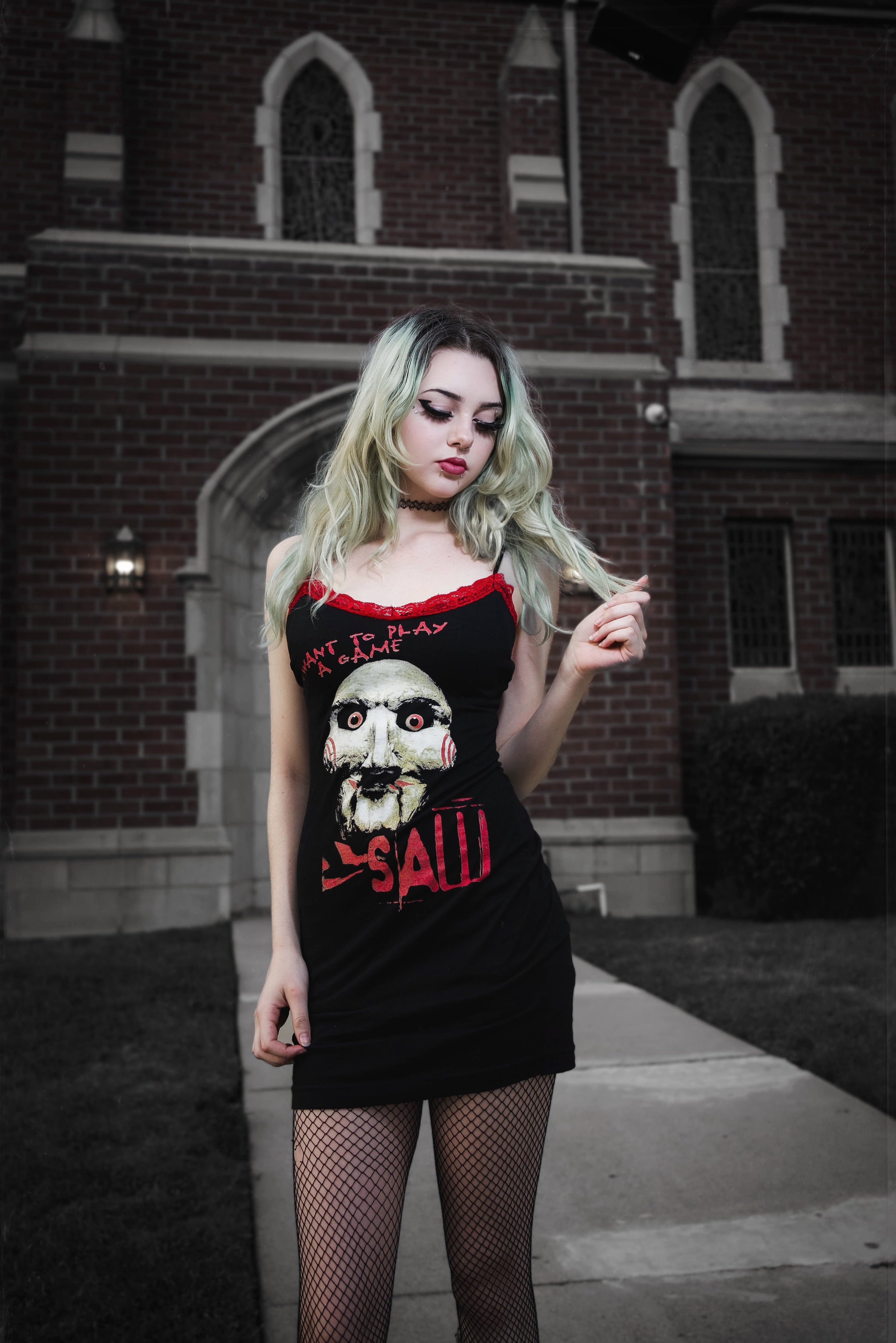 Saw Red Lace Strap Dress