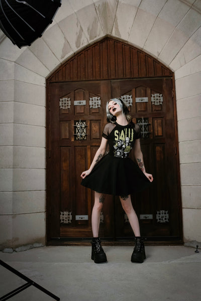 Saw Fishnet Baby Doll Dress