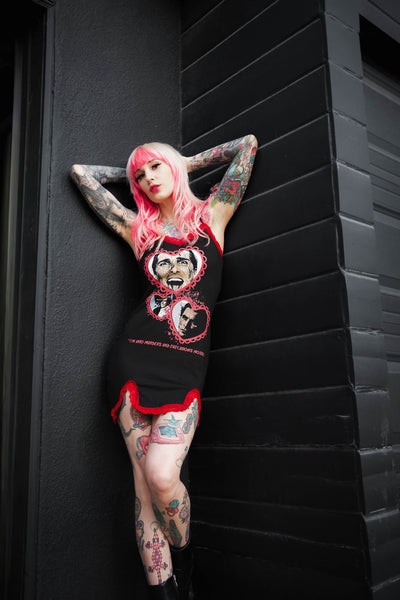 American Psycho Slit Red Lace Dress