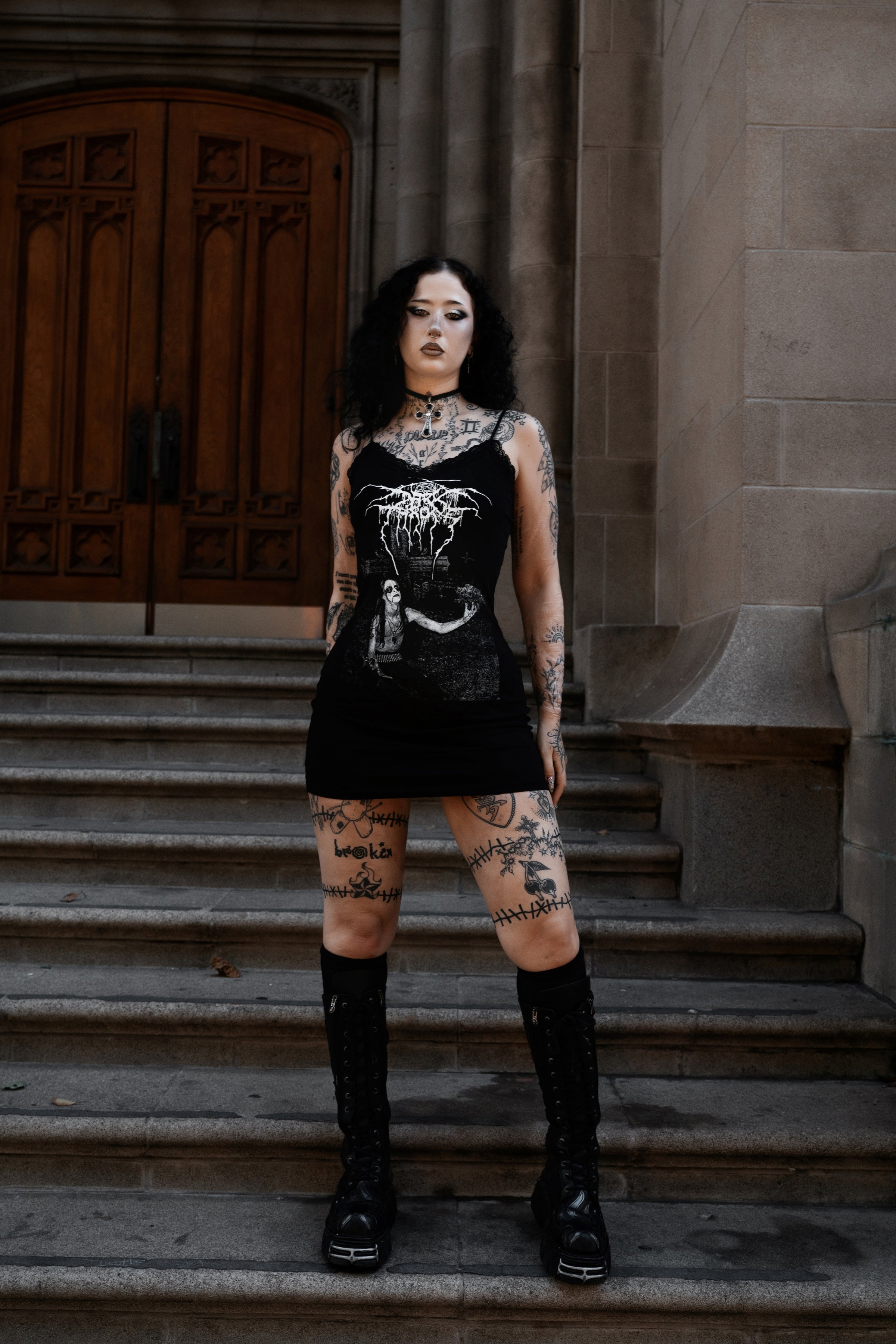 Darkthrone Lace Strap Dress