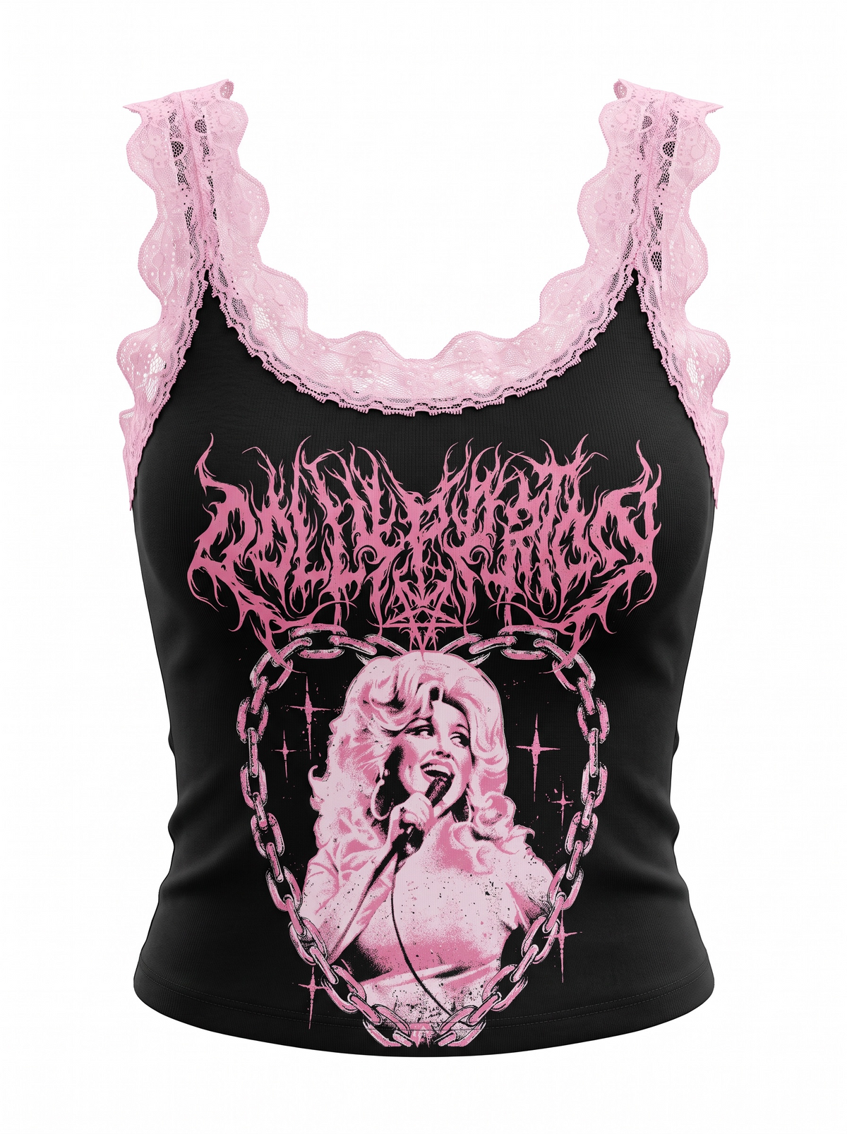 Dolly Pink Lace Ribbed Tank