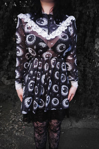Eyeballs Print Victorian Lace Dress
