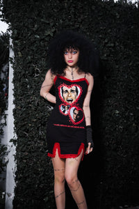 American Psycho Slit Red Lace Dress