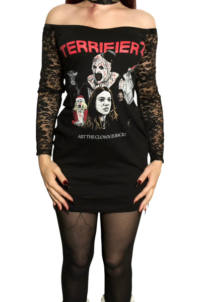 Terrifier Off- Shoulder Lace Dress