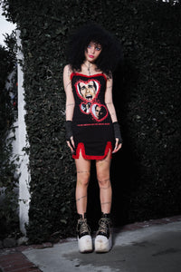 American Psycho Slit Red Lace Dress