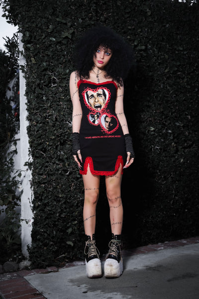 American Psycho Red Lace Strap Dress