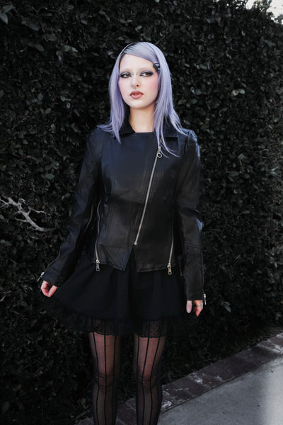 Faux Leather Zippered Rider Jacket