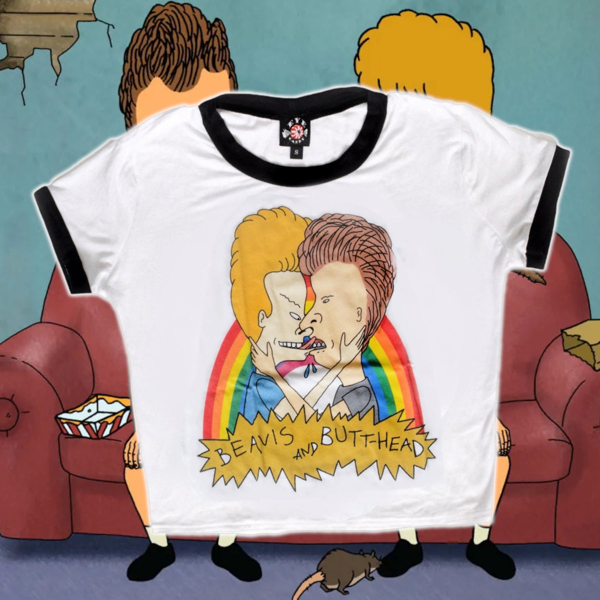 Beavis and Butthead Kiss Ringer Tee