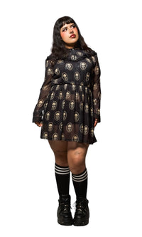 Skull Print Victorian Lace Dress