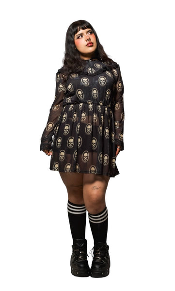 Skull Print Victorian Lace Dress