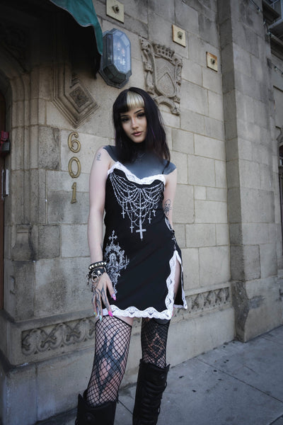 Forbidden Rosary Slip Mini Slip Dress