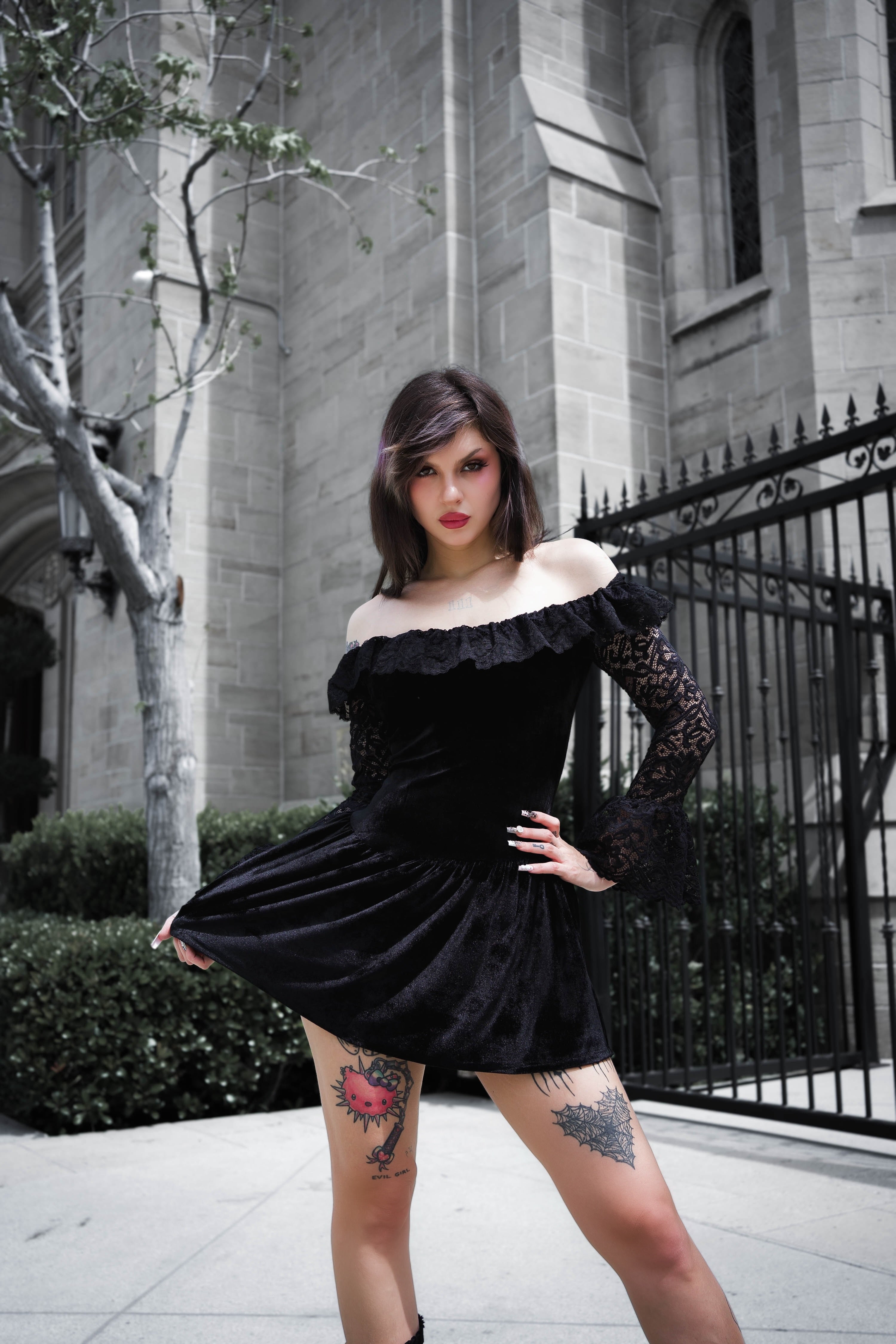 Black Widow Velvet Dress - Vera's Eyecandy Black Widow Velvet Dress - Vera's Eyecandy