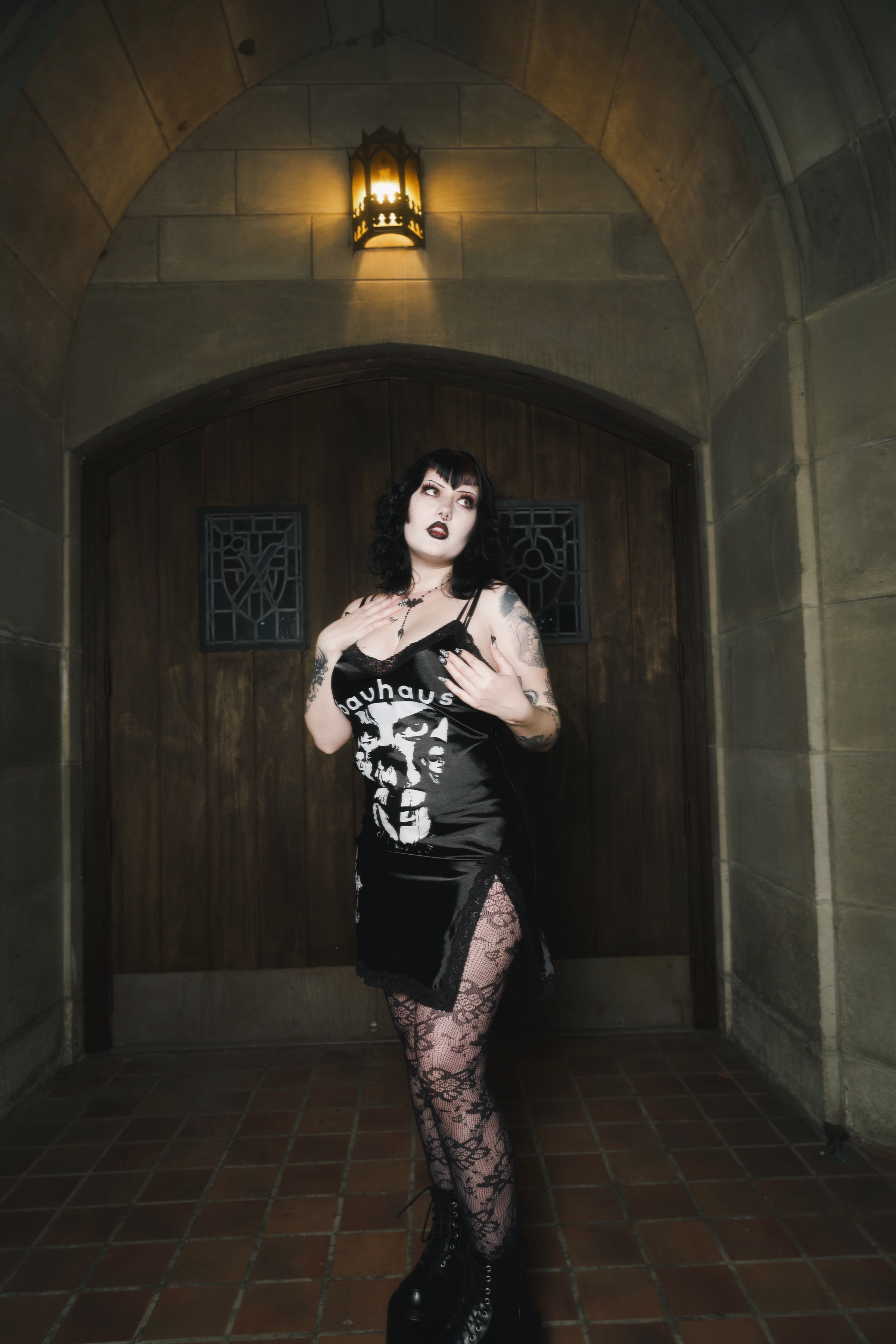 Bauhaus Mini Slip Dress (Cross)