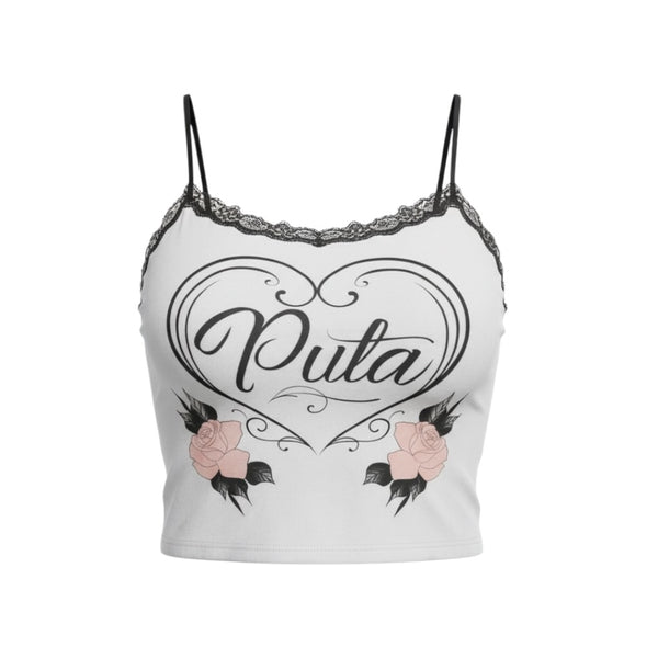 Puta Cropped Lace Tank