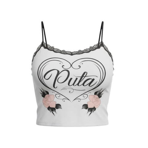 Puta Cropped Lace Tank