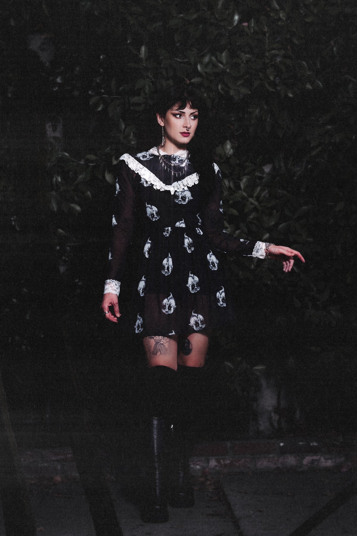 Kewpie Metal Print Victorian Lace Dress