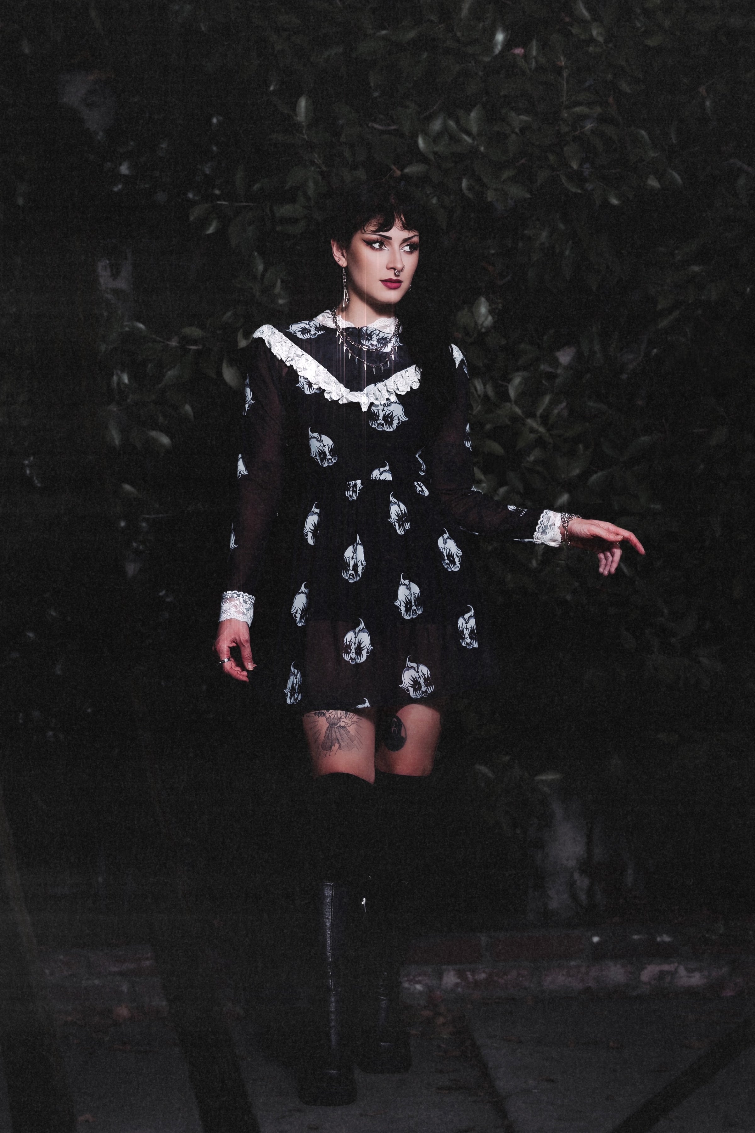 Kewpie Metal Print Victorian Lace Dress