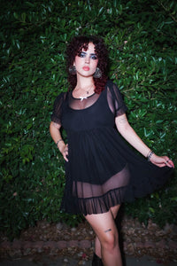 Midnight Mesh Babydoll Dress