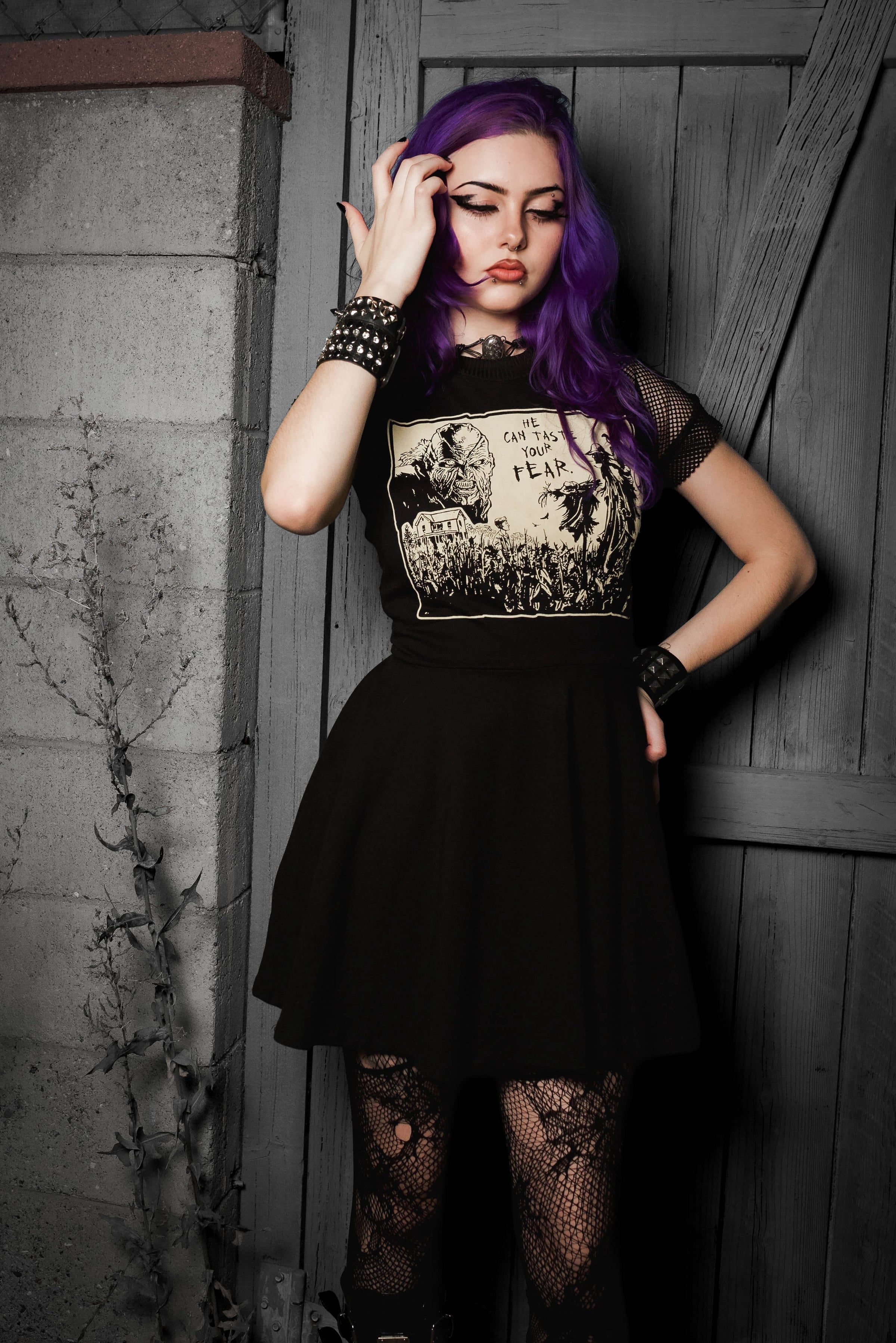 Jeepers Creepers Fishnet Baby Doll Dress