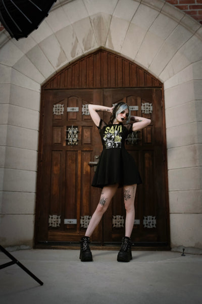 Saw Fishnet Baby Doll Dress