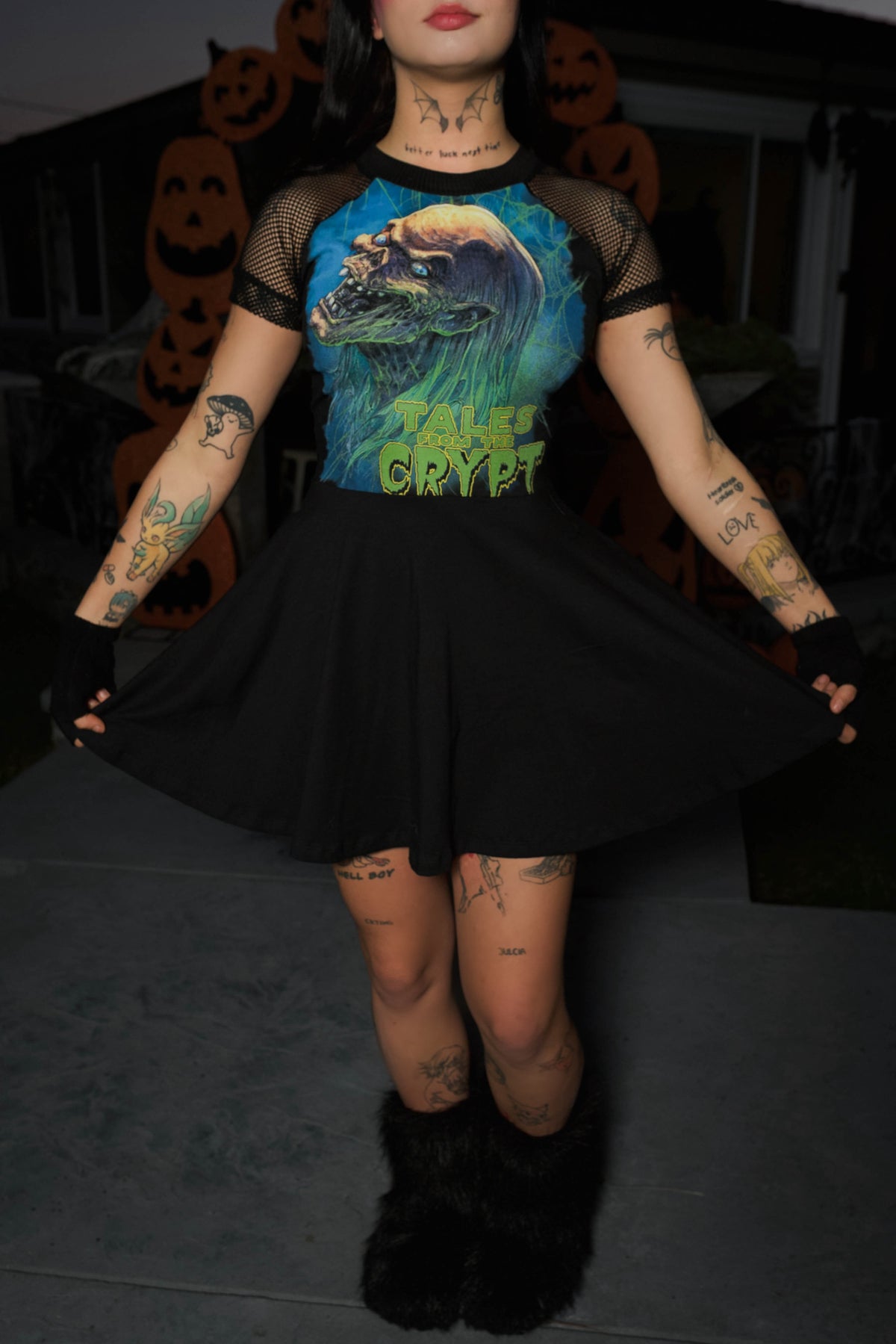 Tales from the Crypt Fishnet Baby Doll Dress