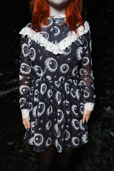 Eyeballs Print Victorian Lace Dress