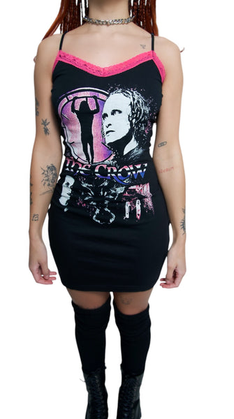 The Crow Pink Lace Strap Dress