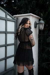 Midnight Mesh Babydoll Dress (PREORDER)