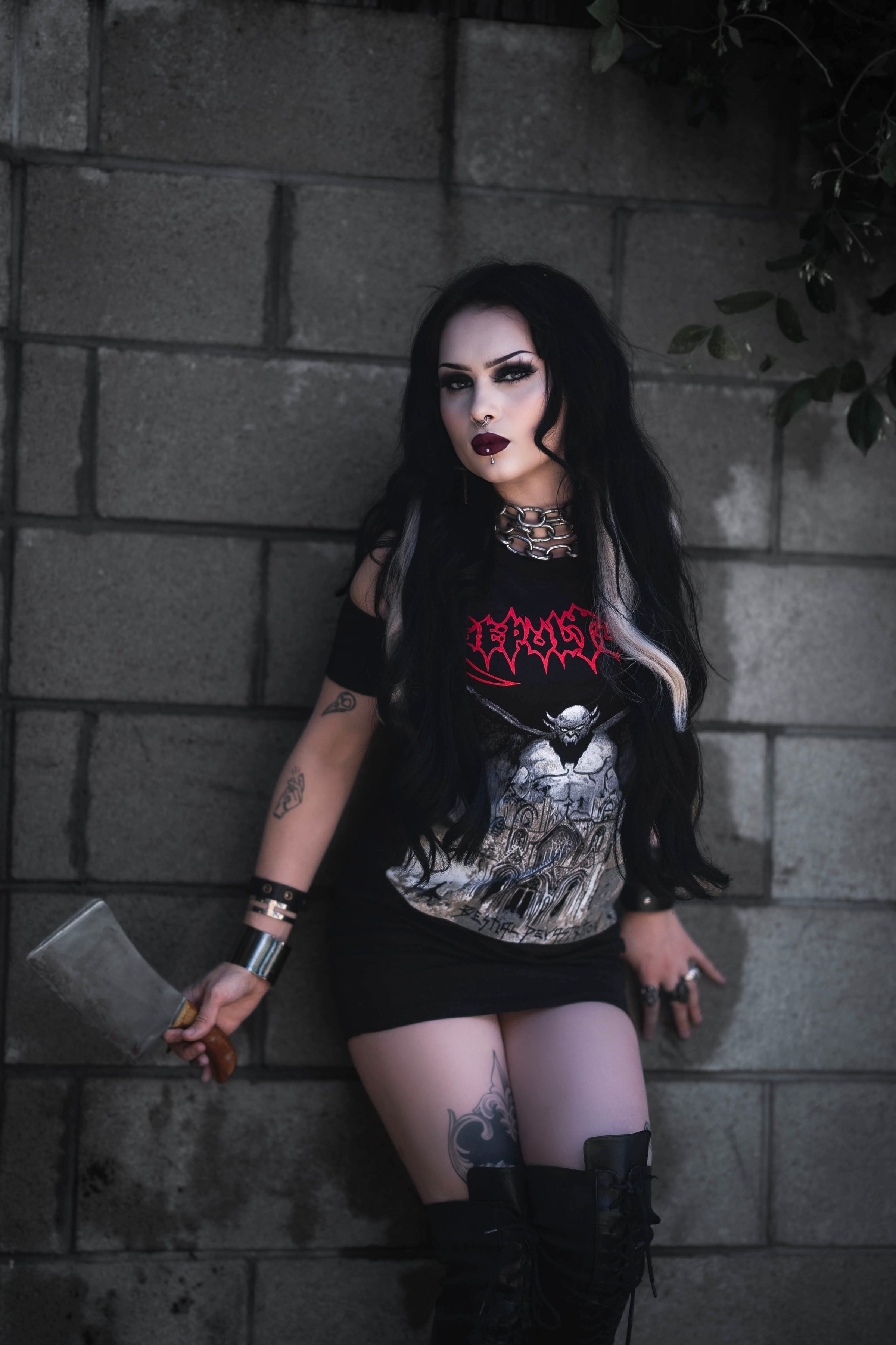 Sepultura Shoulder-Cut Dress