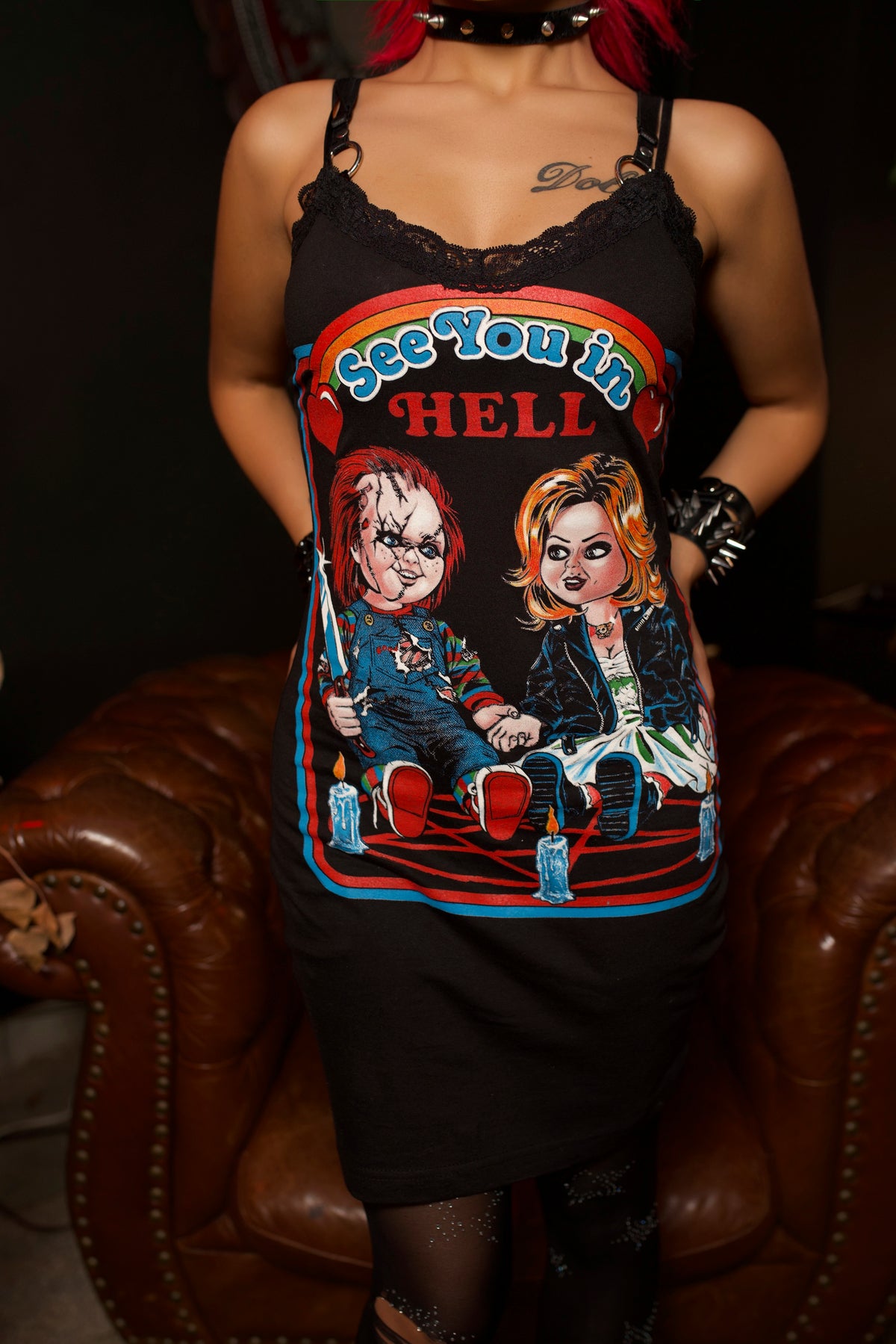 See you in hell Lace Strap Dress