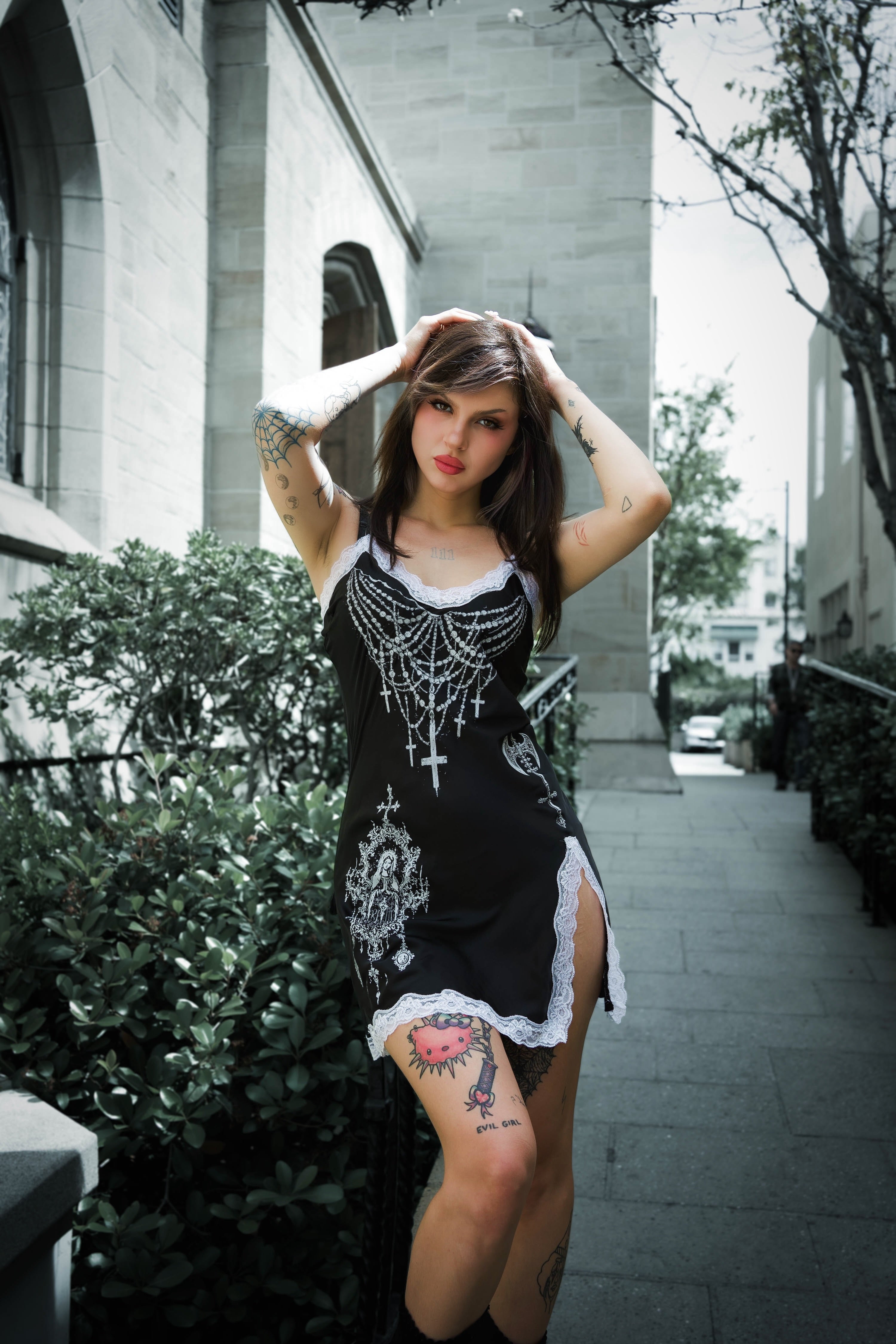 mini slip dress for women Black Satin Slip Mini Dress with Cowl Neck and Criss-Cross Back