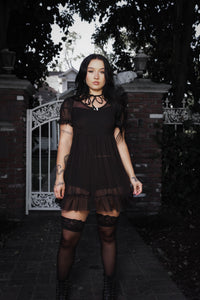 Midnight Mesh Babydoll Dress (PREORDER)