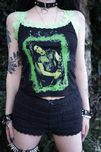 Peter Lace Ribbed Tank (Green Flames)