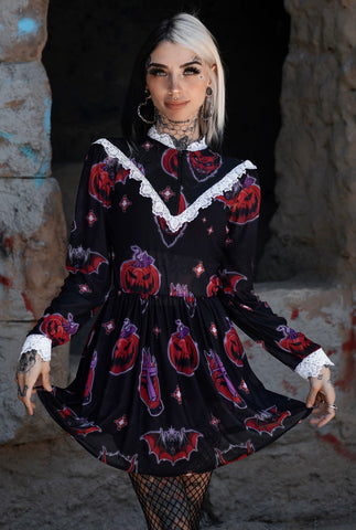 Da Devil Print Victorian Lace Dress