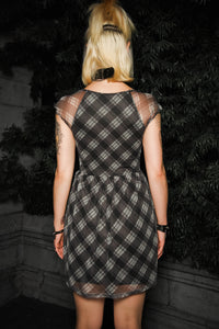 Sweetheart Plaid Mini Dress (Grey)