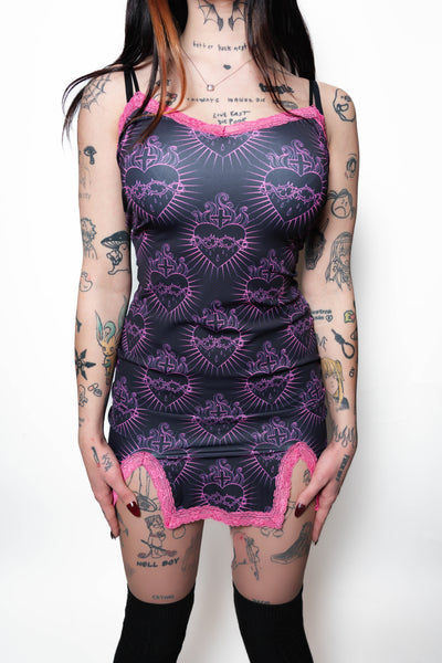 Heart Print Slip Dress