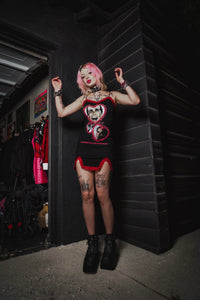 American Psycho Slit Red Lace Dress
