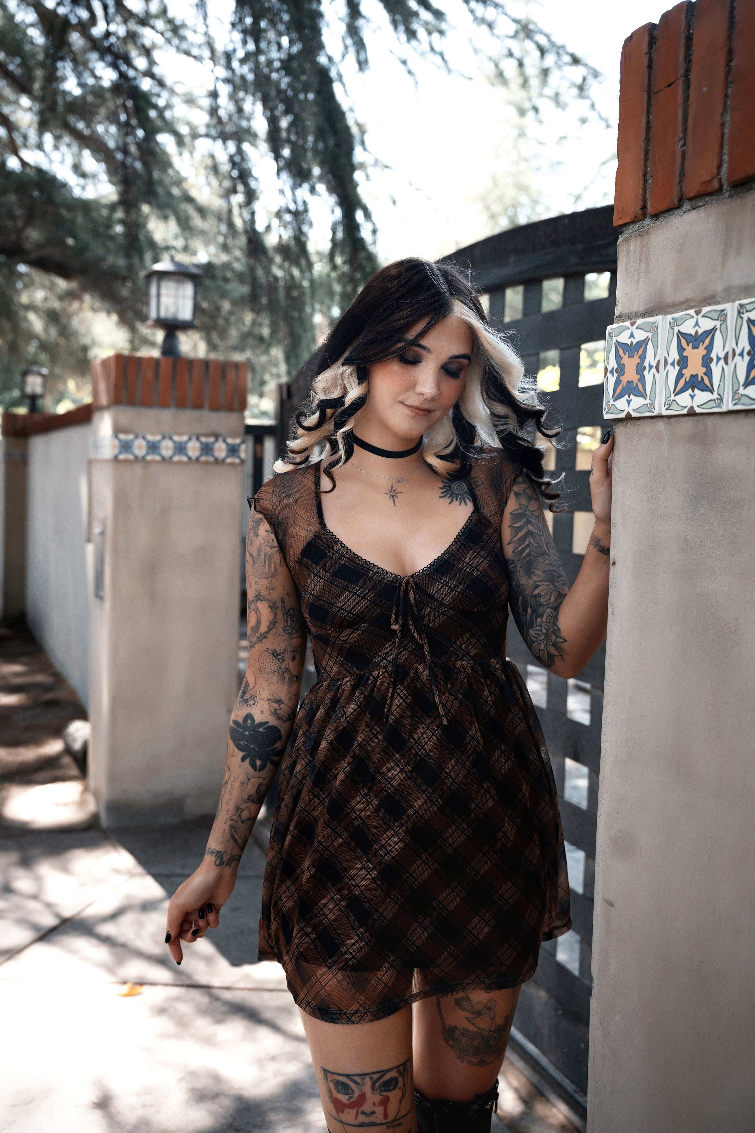 Sweetheart Plaid Mini Dress