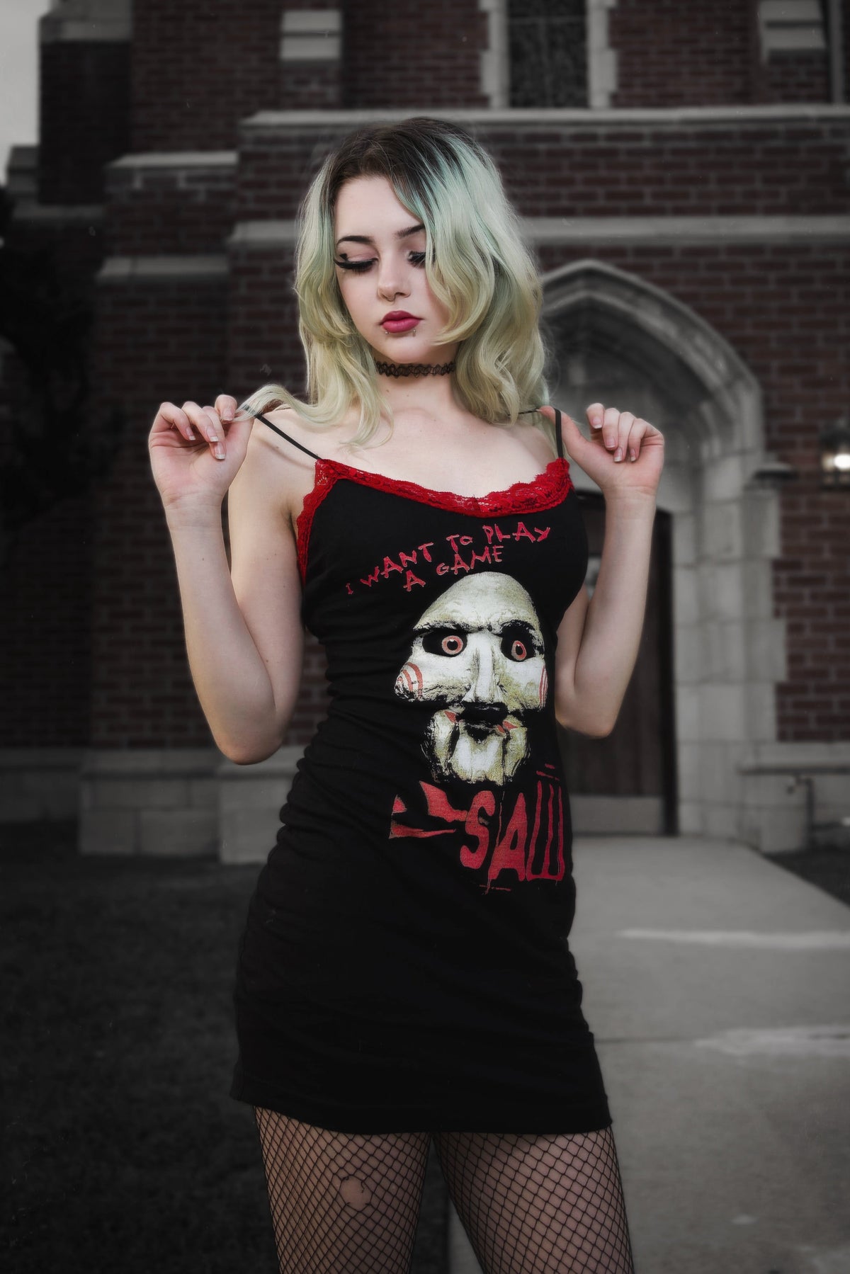 Saw Red Lace Strap Dress