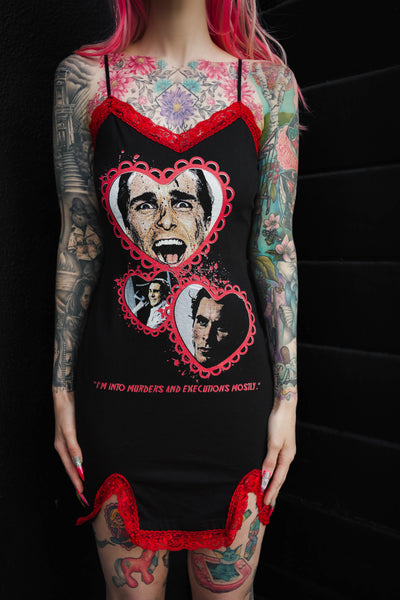 American Psycho Slit Red Lace Dress