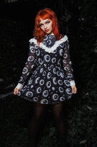 Eyeballs Print Victorian Lace Dress