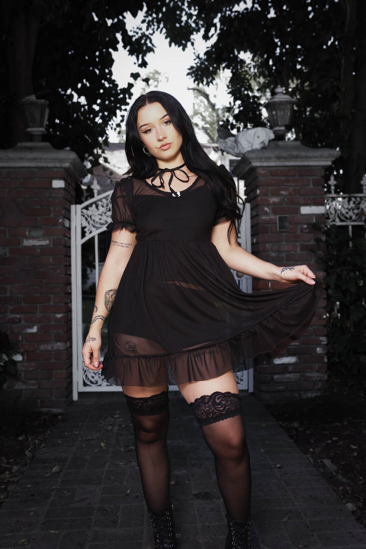 Midnight Mesh Babydoll Dress (PREORDER)