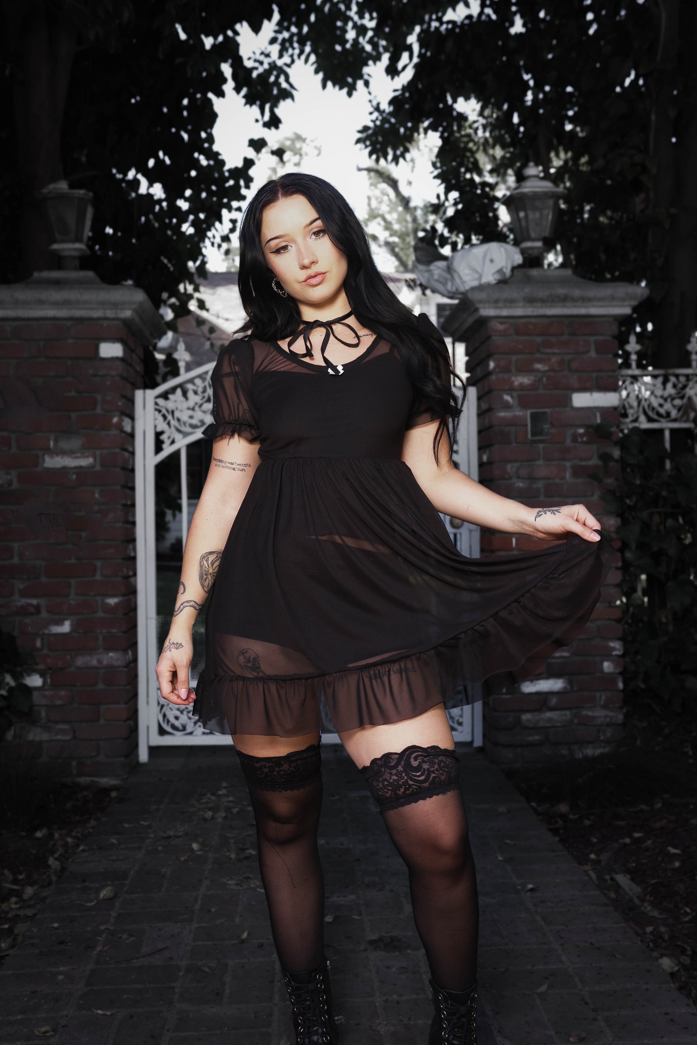 Midnight Mesh Babydoll Dress (PREORDER)