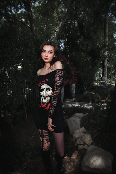 Saw Off- Shoulder Lace Dress