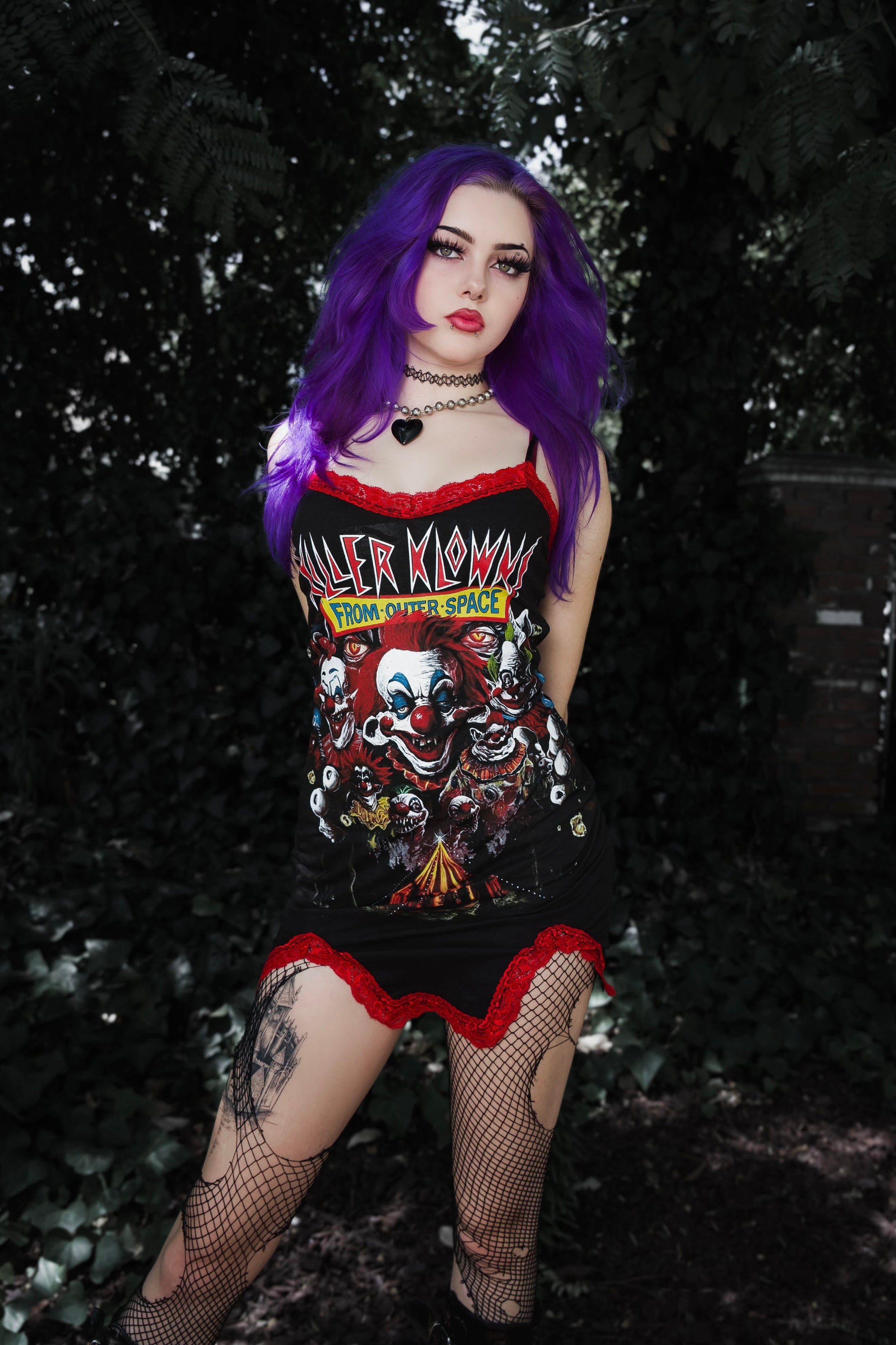 Killer Klowns from Outer Space Slit Red Lace Dress