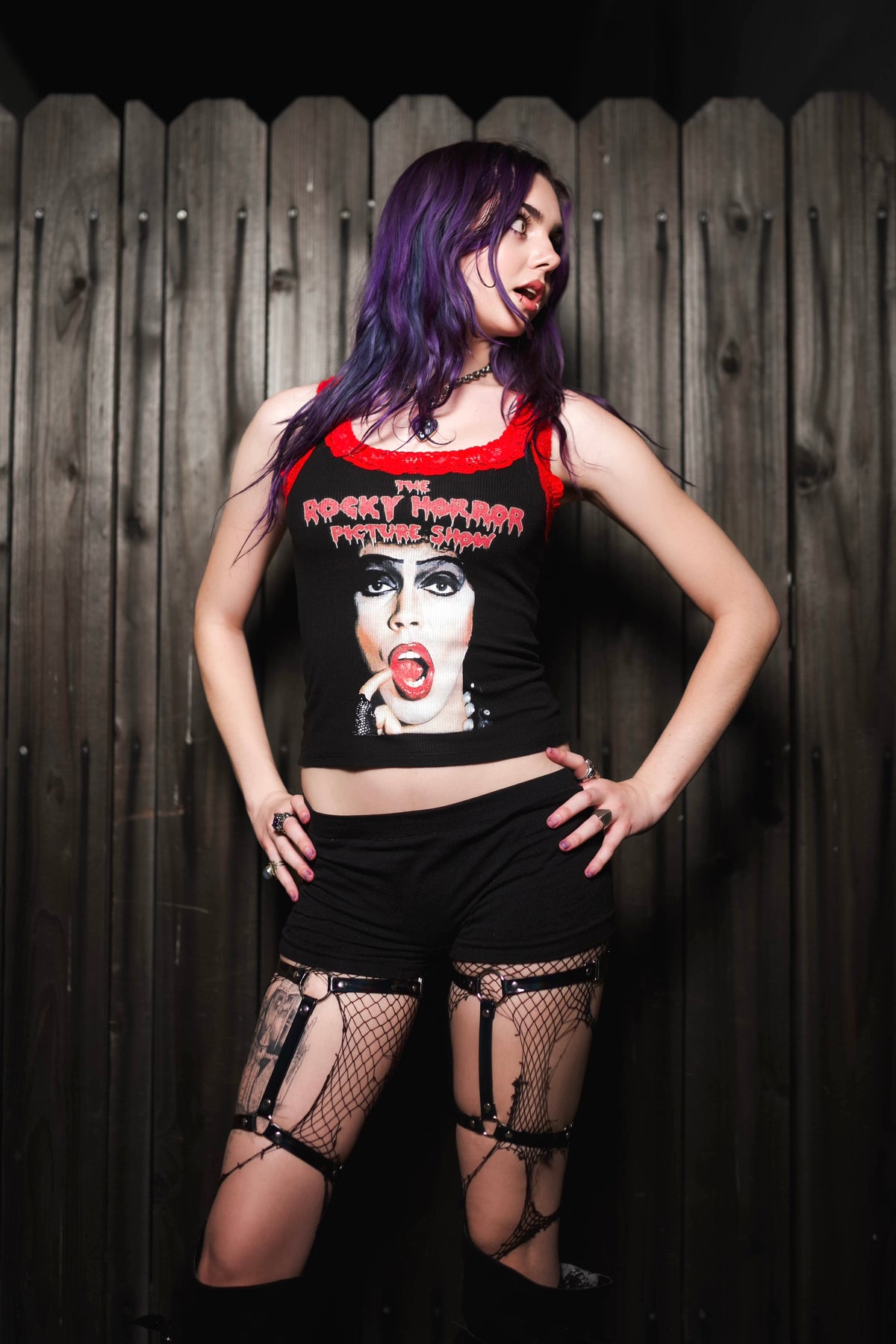 Rocky Horror Red Lace Ribbed Tank